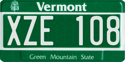 VT license plate XZE108