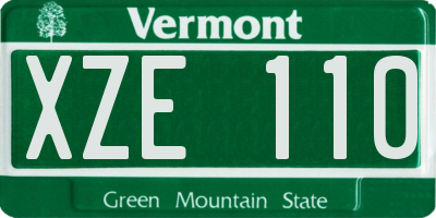 VT license plate XZE110