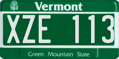 VT license plate XZE113