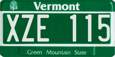 VT license plate XZE115