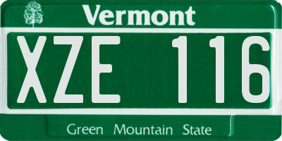 VT license plate XZE116