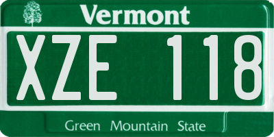 VT license plate XZE118
