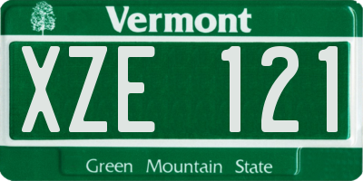 VT license plate XZE121