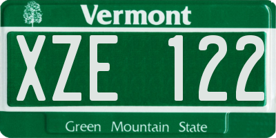 VT license plate XZE122