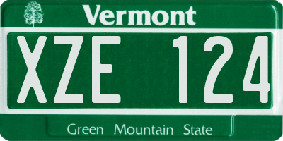 VT license plate XZE124