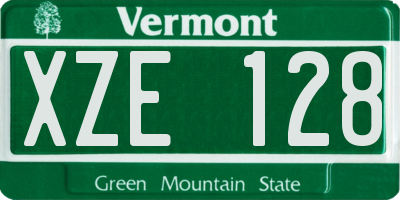 VT license plate XZE128