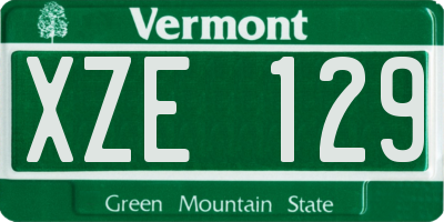 VT license plate XZE129