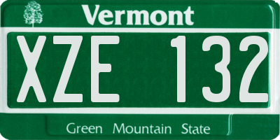 VT license plate XZE132
