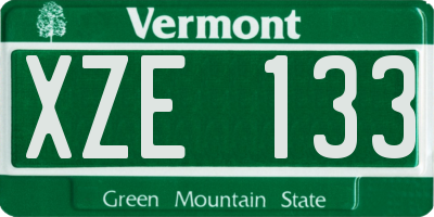 VT license plate XZE133