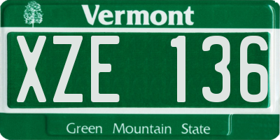 VT license plate XZE136