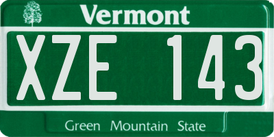 VT license plate XZE143