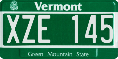 VT license plate XZE145