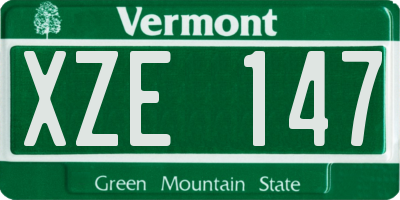 VT license plate XZE147