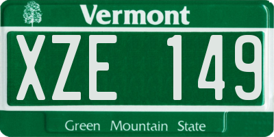 VT license plate XZE149