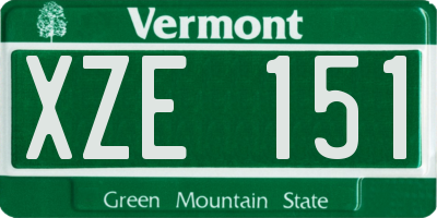 VT license plate XZE151