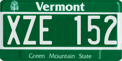 VT license plate XZE152