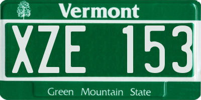 VT license plate XZE153