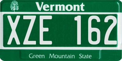 VT license plate XZE162
