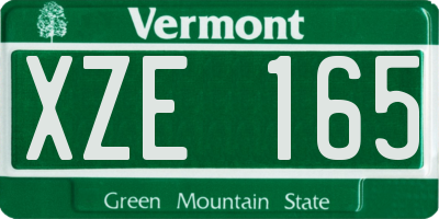 VT license plate XZE165