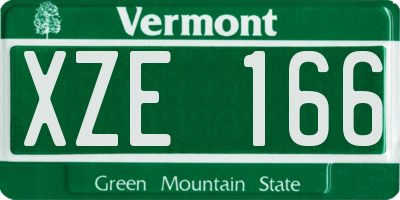 VT license plate XZE166