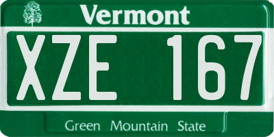 VT license plate XZE167