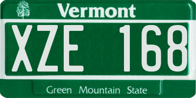 VT license plate XZE168