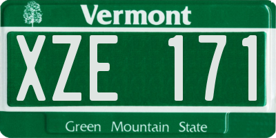 VT license plate XZE171