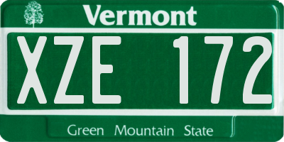 VT license plate XZE172
