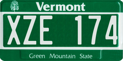 VT license plate XZE174
