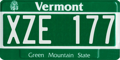 VT license plate XZE177