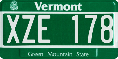 VT license plate XZE178