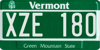 VT license plate XZE180