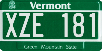 VT license plate XZE181