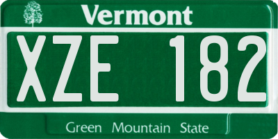 VT license plate XZE182