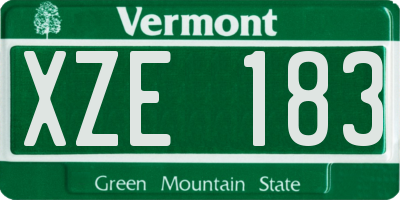 VT license plate XZE183