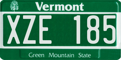 VT license plate XZE185
