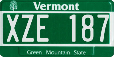 VT license plate XZE187
