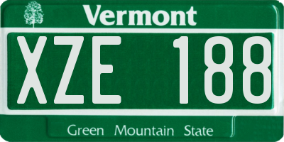 VT license plate XZE188
