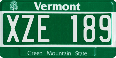 VT license plate XZE189
