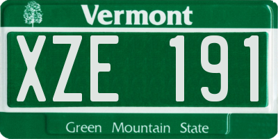 VT license plate XZE191
