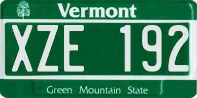 VT license plate XZE192