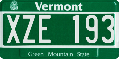 VT license plate XZE193