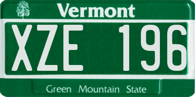 VT license plate XZE196