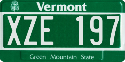 VT license plate XZE197