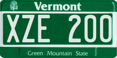 VT license plate XZE200