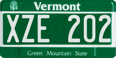 VT license plate XZE202