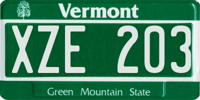 VT license plate XZE203