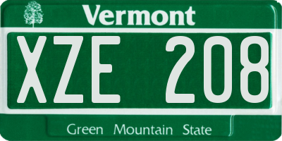 VT license plate XZE208