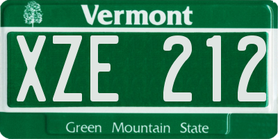 VT license plate XZE212