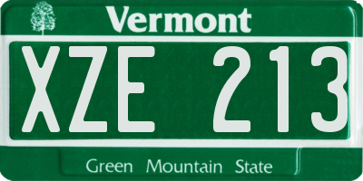 VT license plate XZE213